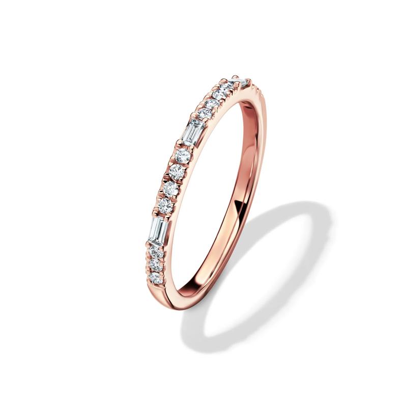 Lab Grown Diamond Round &amp; Baguette Stack Band in 10K Rose Gold &#40;1/5 ct. t.w&#41; – Image 4 of 4