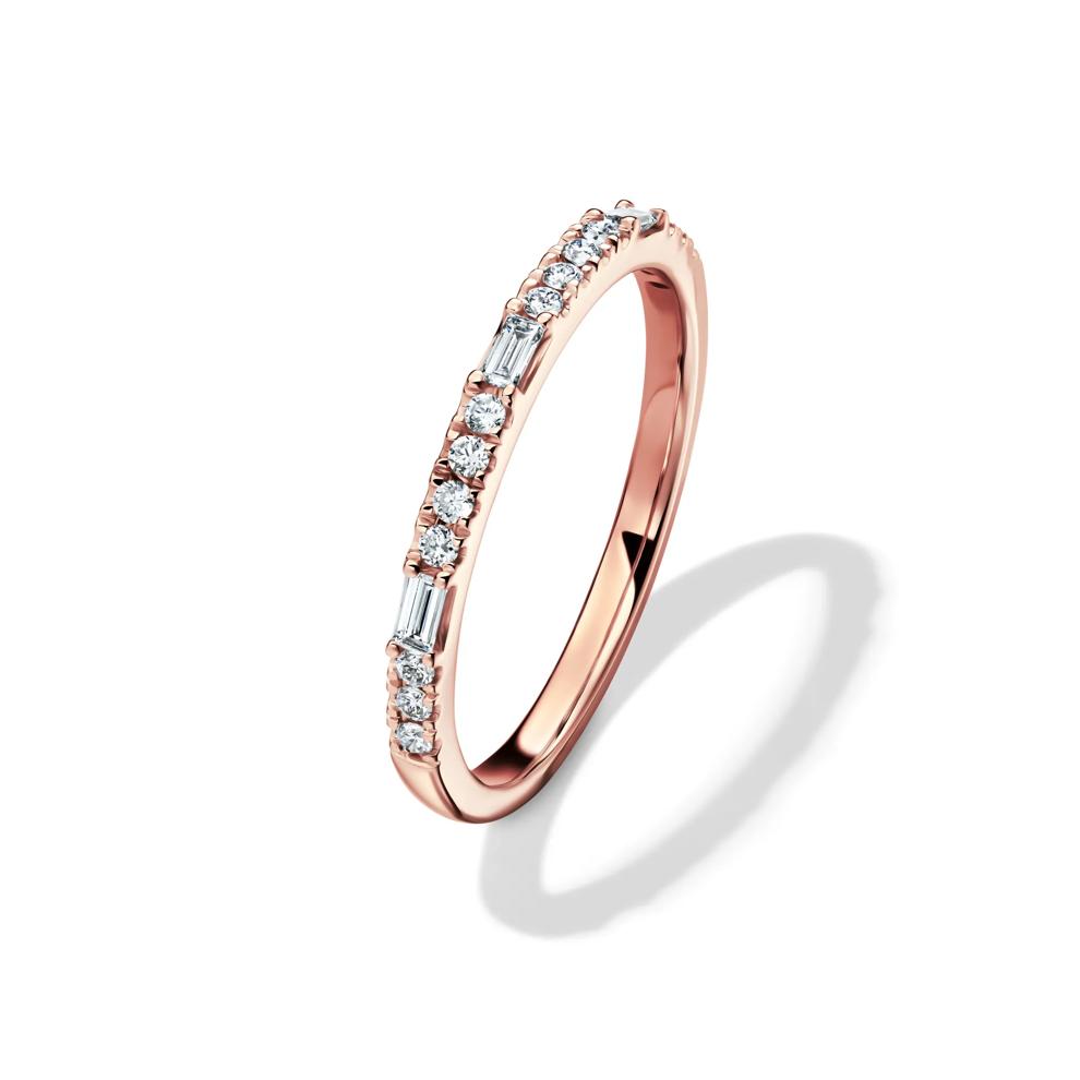 Lab Grown Diamond Round &amp; Baguette Stack Band in 10K Rose Gold (1/5 ct. t.w) – Image 4 of 4