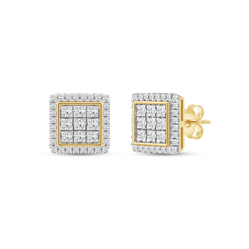 Men's Lab Grown Diamond Square Stud Earrings in 10K Yellow Gold (1 ct. tw.) – Image 1 of 3