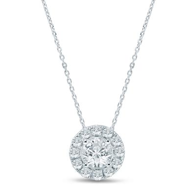 Lab Grown Diamond Halo Pendant in 14K White Gold (1/2 ct. tw.)