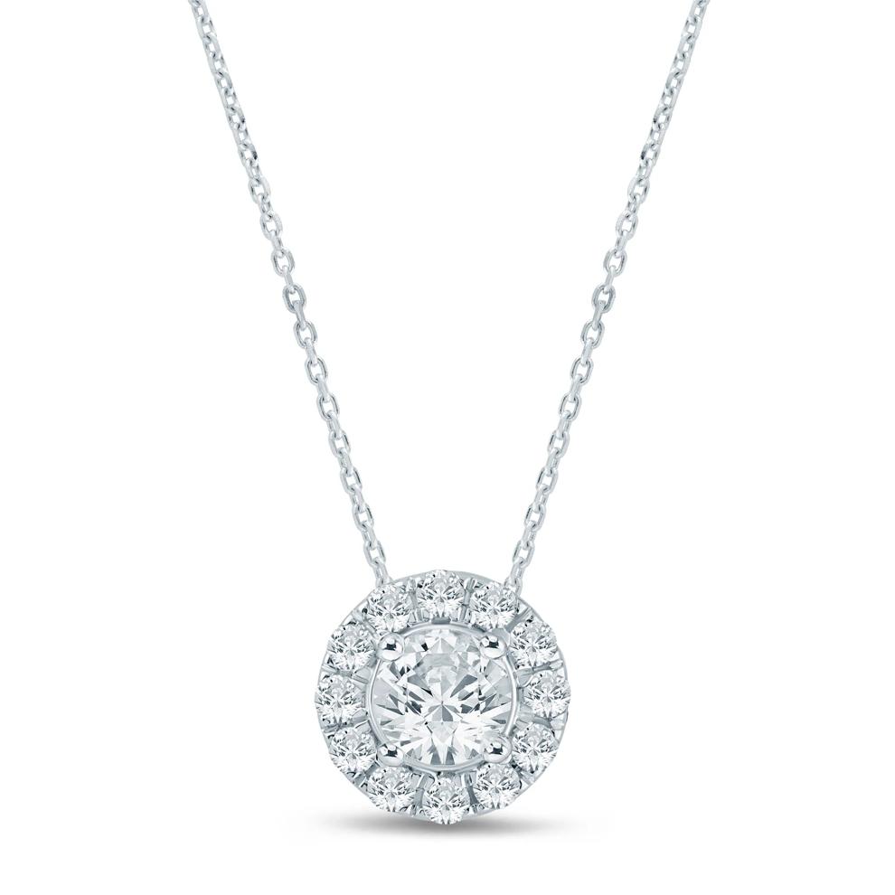 Lab Grown Diamond Halo Pendant in 14K White Gold (1/2 ct. tw.) – Image 1 of 3