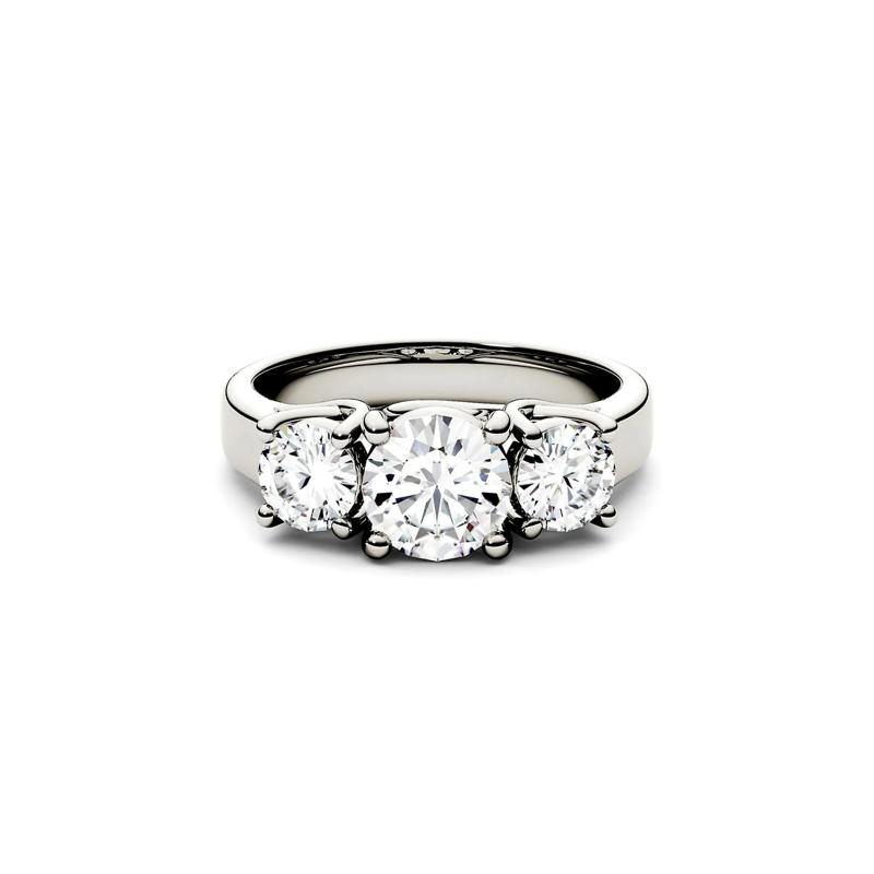 Three-Stone Moissanite Ring 14K White Gold &#40;2 ct. dew&#41; – Image 1 of 3
