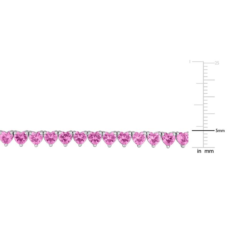 Lab Created Pink Sapphire Heart-Shaped Tennis Necklace – Image 4 of 6