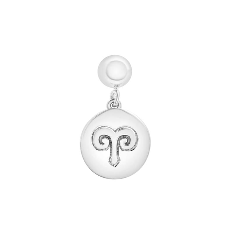Aries Zodiac Disc Bead Charm in Sterling Silver – Image 1 of 3