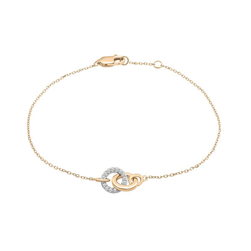 Two-Tone Diamond Linked Circle Bracelet in 14K White and Yellow Gold &#40;1/10 ct. tw.&#41; – Image 1 of 2