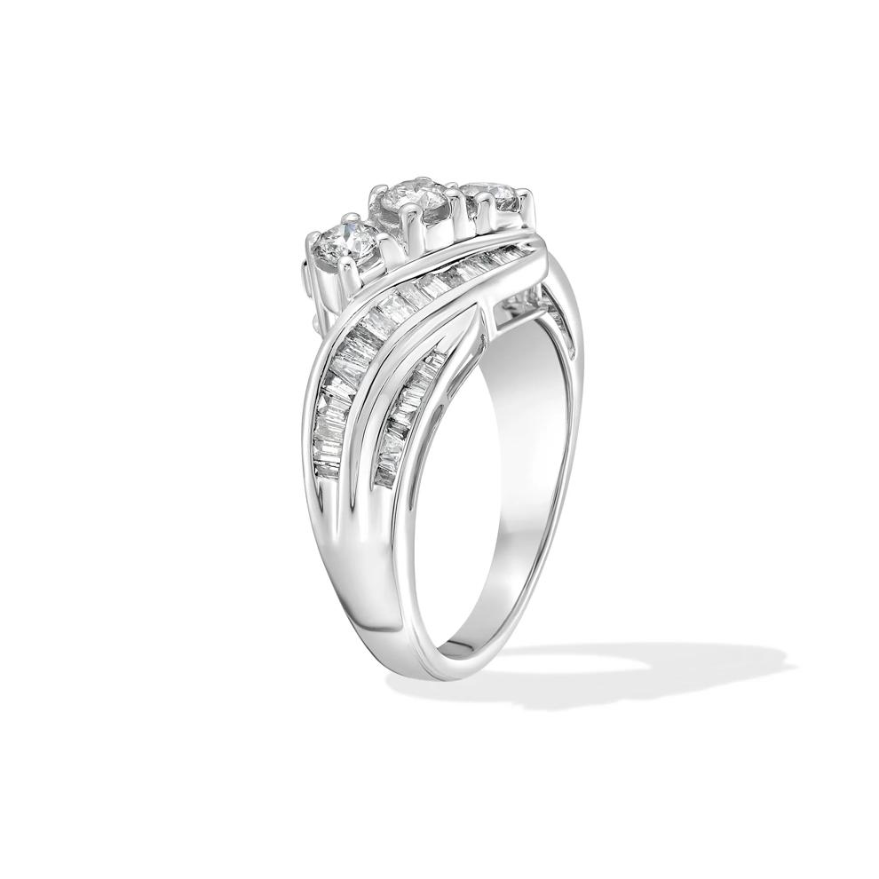 Diamond Three-Stone Twist Ring in 10K White Gold (1 ct. tw.) – Image 3 of 4