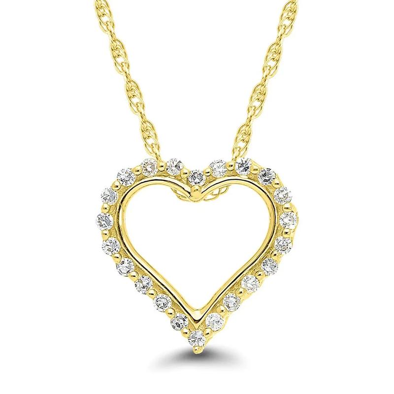 1/10 ct. tw. Diamond Heart Pendant in 10K Yellow Gold – Image 1 of 3