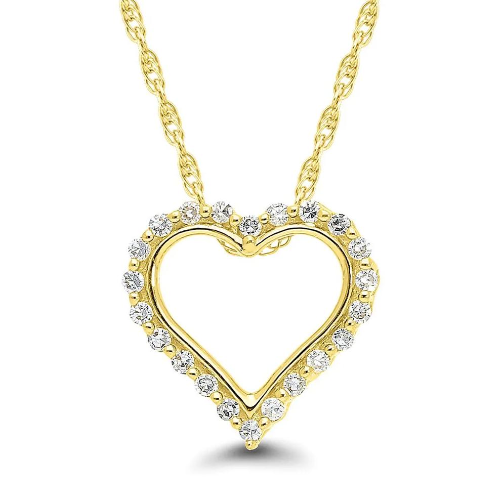 1/10 ct. tw. Diamond Heart Pendant in 10K Yellow Gold – Image 1 of 3