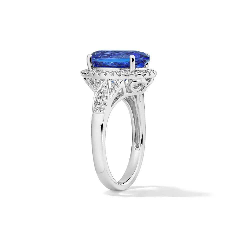 Oval Tanzanite &amp; Diamond Halo Ring in 14K White Gold (1/3 ct. tw.) – Image 2 of 2