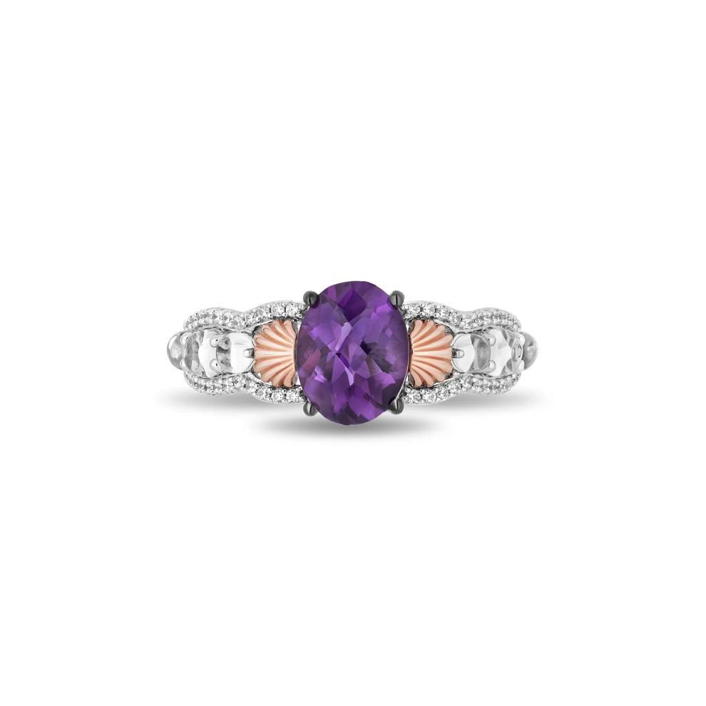 Little Mermaid Live Action Amethyst and Diamond Shell Ring in Sterling Silver and 10K Rose Gold (1/6 ct. tw.) – Image 1 of 4
