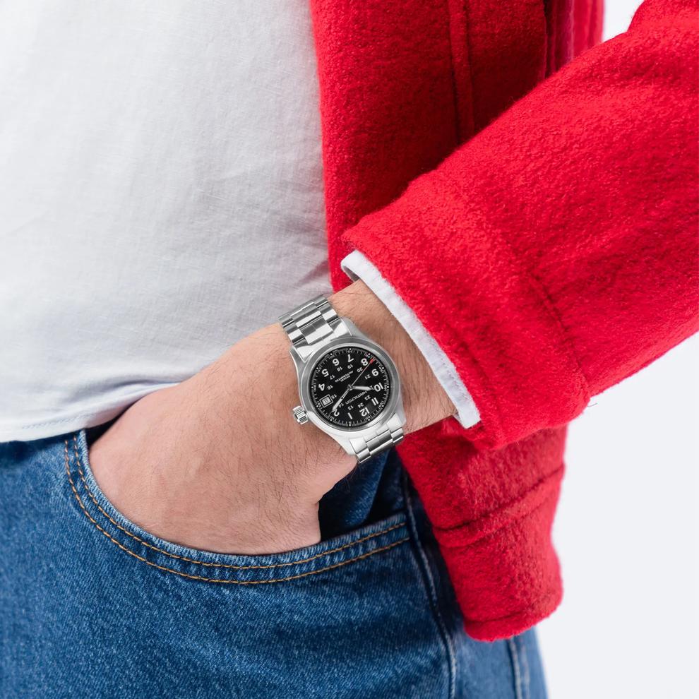 Khaki Field Auto Watch with Stainless Steel Bracelet – Image 3 of 3