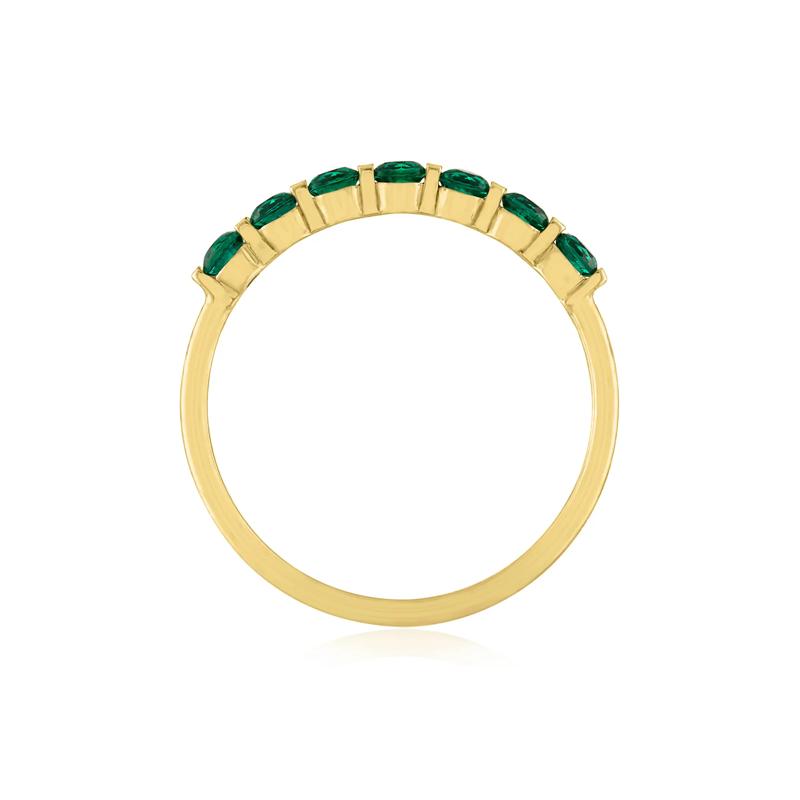Lab-Created Emerald Shared-Prong Band in 10K Yellow Gold – Image 2 of 3