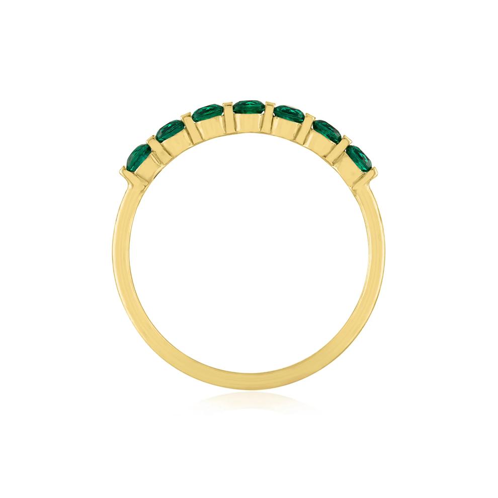 Lab-Created Emerald Shared-Prong Band in 10K Yellow Gold – Image 2 of 3