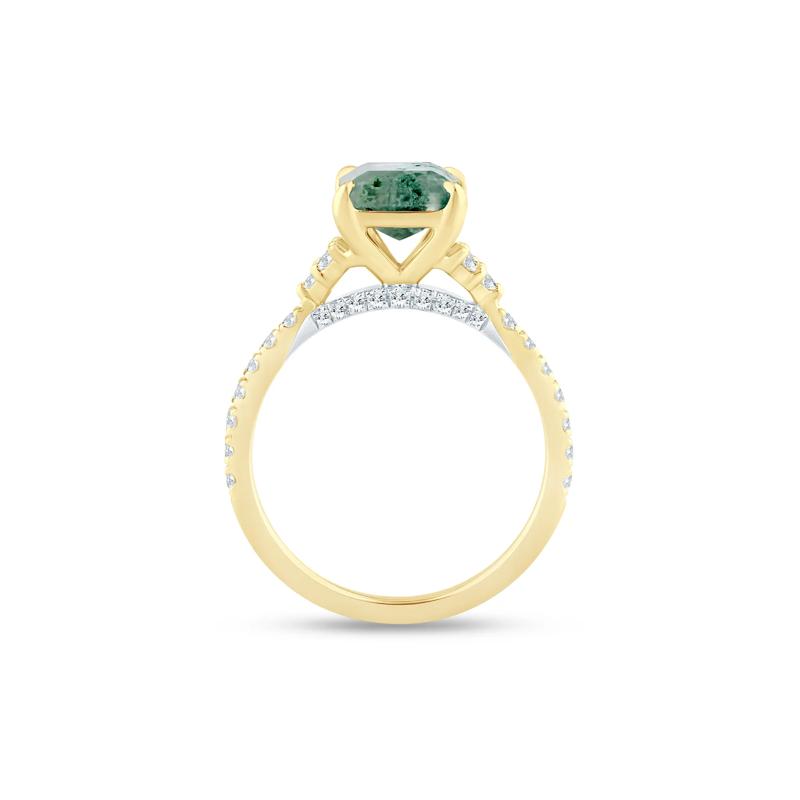 Flora Moss Agate and Diamond Engagement Ring in 14K Yellow Gold &#40;3/8 ct. tw.&#41; – Image 2 of 3
