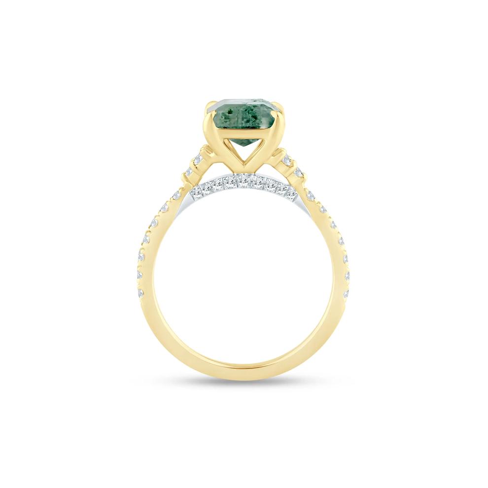 Flora Moss Agate and Diamond Engagement Ring in 14K Yellow Gold (3/8 ct. tw.) – Image 2 of 3