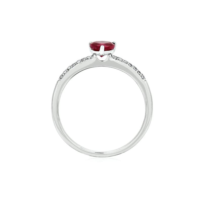 Lab Created Ruby &amp; Lab Created White Sapphire Heart Stack Ring in Sterling Silver – Image 2 of 3