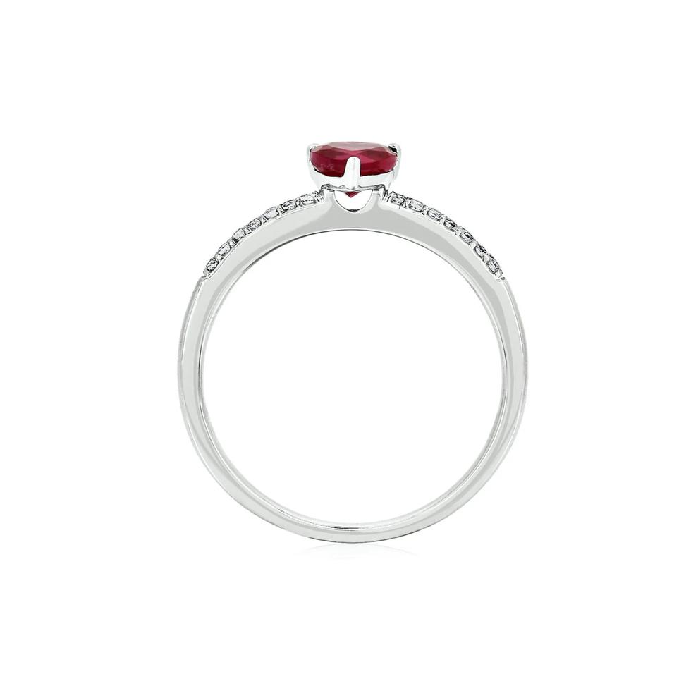 Lab Created Ruby &amp; Lab Created White Sapphire Heart Stack Ring in Sterling Silver – Image 2 of 3