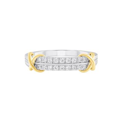 Diamond Double Row Band in Sterling Silver & 10K Yellow Gold (1/4 ct. tw.)