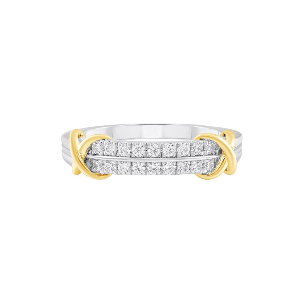 Diamond Double Row Band in Sterling Silver &amp; 10K Yellow Gold (1/4 ct. tw.) – Image 1 of 3