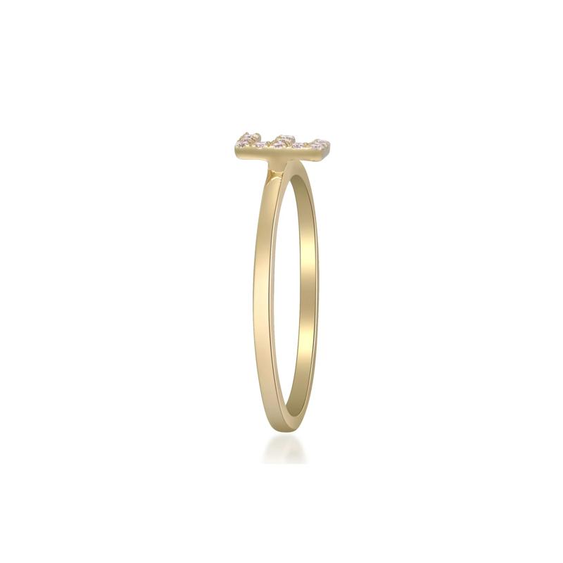 Diamond Accent "E" Initial Ring in 10K Yellow Gold – Image 3 of 5