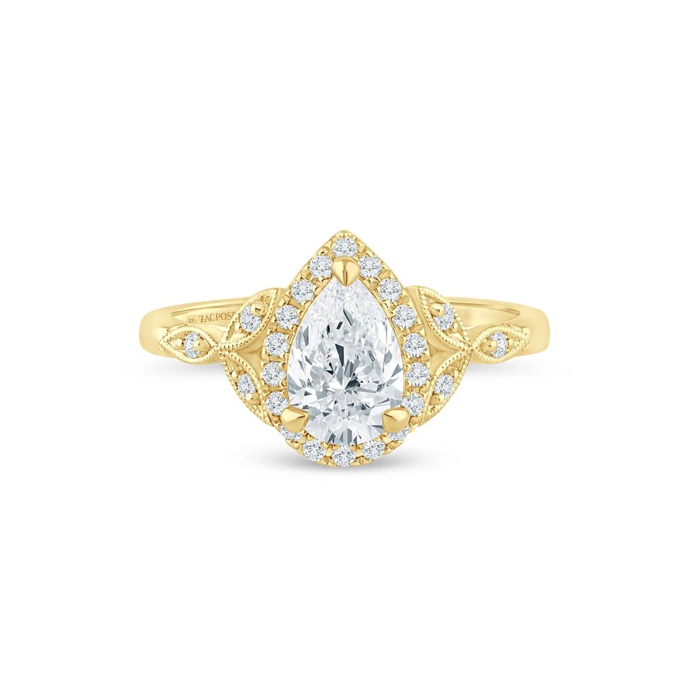 Sarah Lab Grown Diamond Pear-Shaped Halo Engagement Ring in 14K Yellow Gold (1 1/7 ct. tw.) – Image 1 of 3