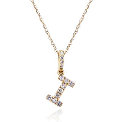 Diamond I Initial Pendant in 10K Yellow Gold (1/8 ct. tw.)
