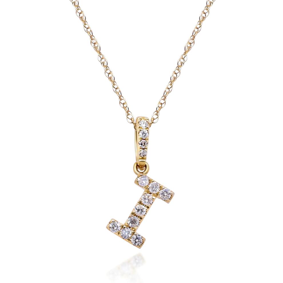 Diamond I Initial Pendant in 10K Yellow Gold (1/8 ct. tw.) – Image 1 of 4