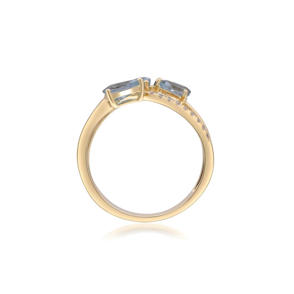 Aquamarine and Diamond Ring in 10K Yellow Gold (1/7 ct. tw.) – Image 2 of 5