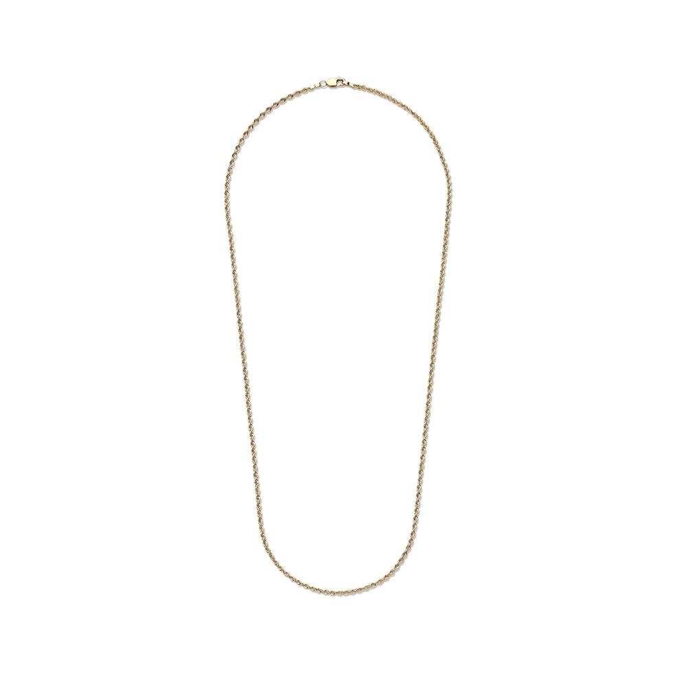 Heavy Hollow Glitter Rope Chain Necklace in 10K Yellow Gold, 20" – Image 2 of 5