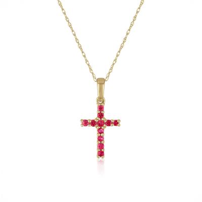 Ruby Cross Pendant in 10K Yellow Gold