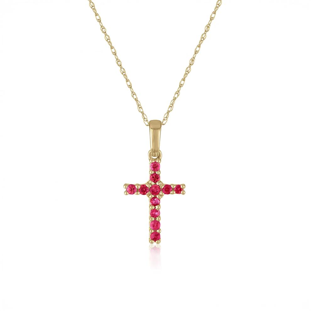 Ruby Cross Pendant in 10K Yellow Gold – Image 1 of 3