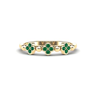 Emerald Clover Stack Band in 10K Yellow Gold