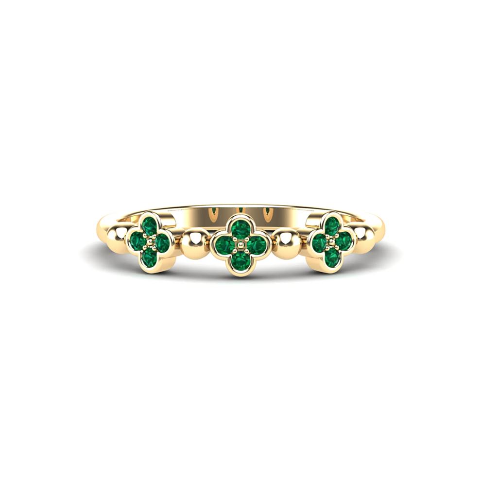 Emerald Clover Stack Band in 10K Yellow Gold – Image 1 of 4