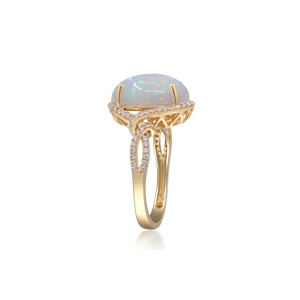 Opal and Diamond Ring in 14K Yellow Gold – Image 3 of 4