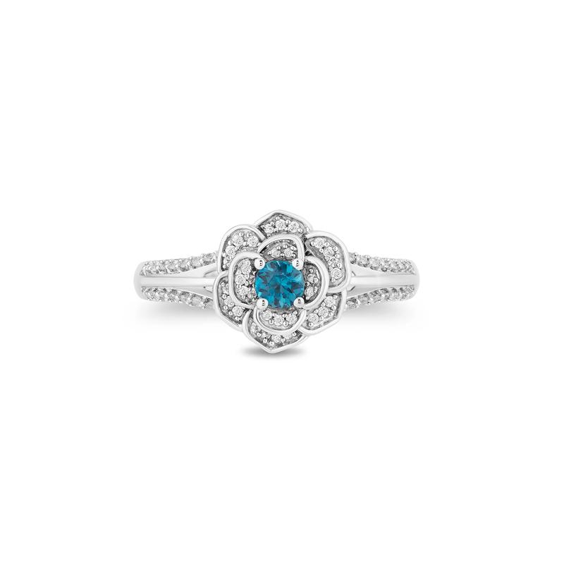 Cinderella Flower Ring with Diamond and London Blue Topaz in Sterling Silver &#40;1/5 t. tw.&#41; – Image 1 of 4