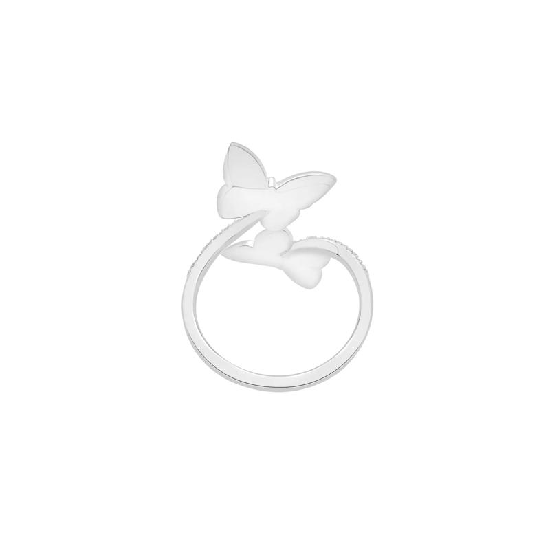 Black and White Diamond Butterfly Ring in Sterling Silver &#40;1/2 ct. tw.&#41; – Image 4 of 5
