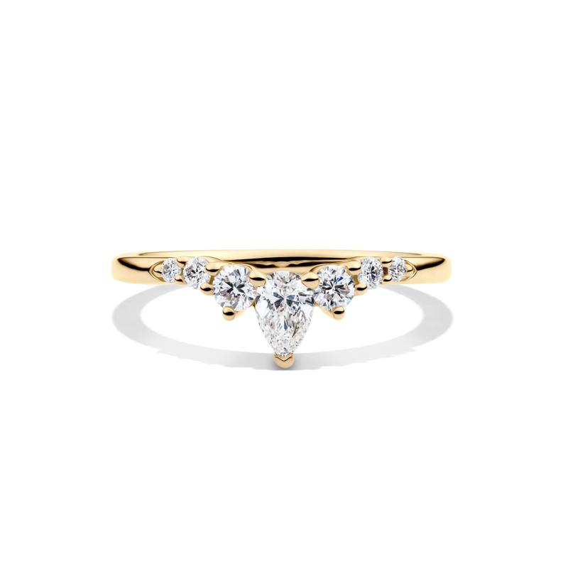 Lab Grown Diamond Chevron Contour Band in 14K Yellow Gold (1/2 ct. tw.) – Image 1 of 4