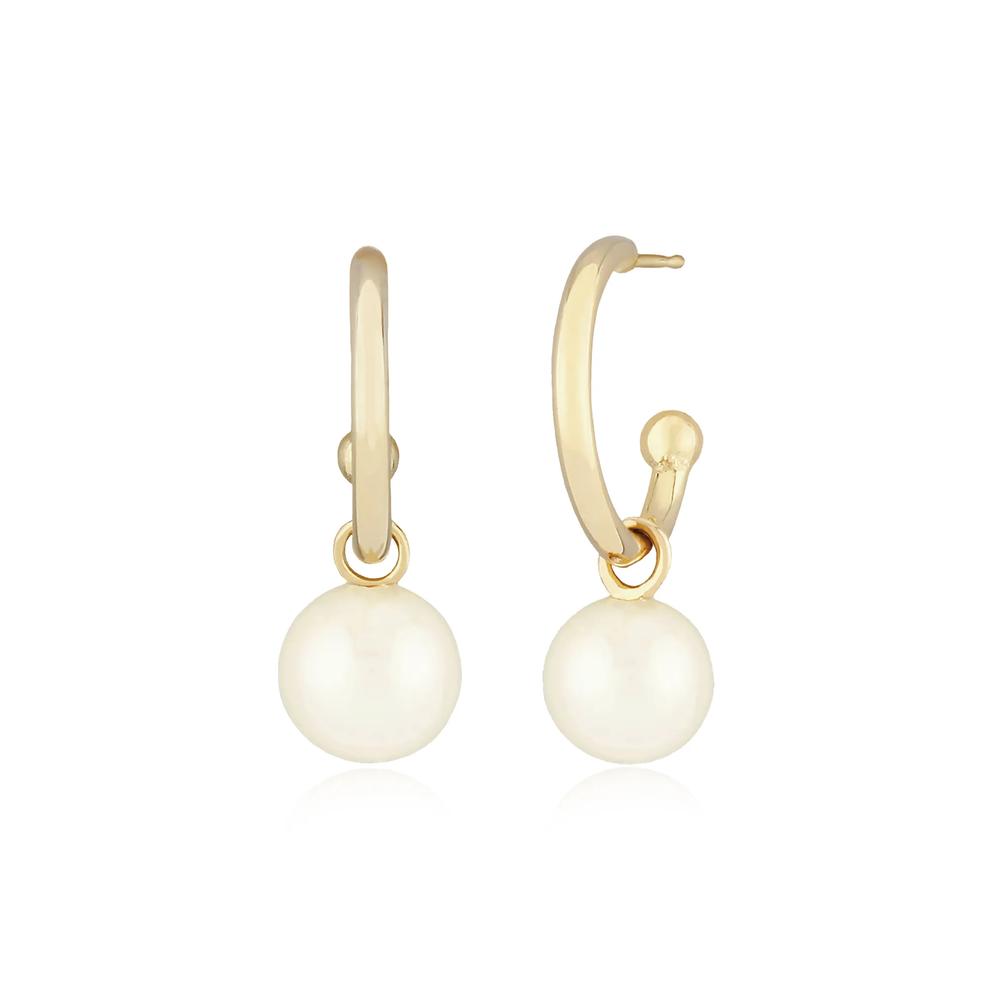 Freshwater Cultured Pearl Hoop Earrings in 14K Yellow Gold – Image 1 of 2