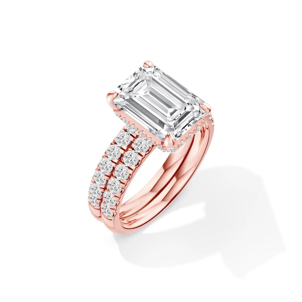 Lab Grown Diamond Emerald-Cut Bridal Set in 14K Rose Gold (5 ct. tw.) – Image 2 of 6