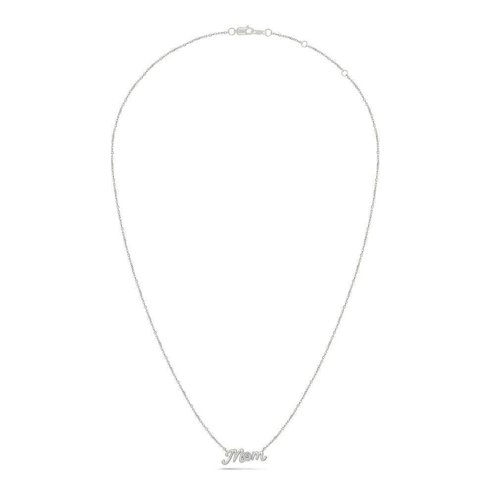 Diamond Accent Mom Pendant Necklace in Sterling Silver – Image 4 of 4
