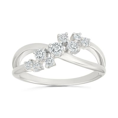 Diamond Crossover Ring in Sterling Silver (3/8 ct. tw.)