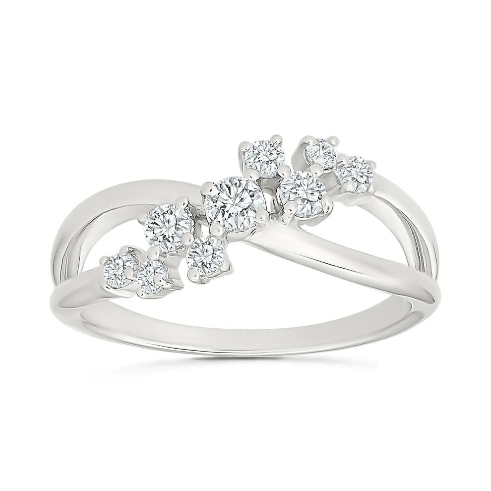Diamond Crossover Ring in Sterling Silver (3/8 ct. tw.) – Image 1 of 5