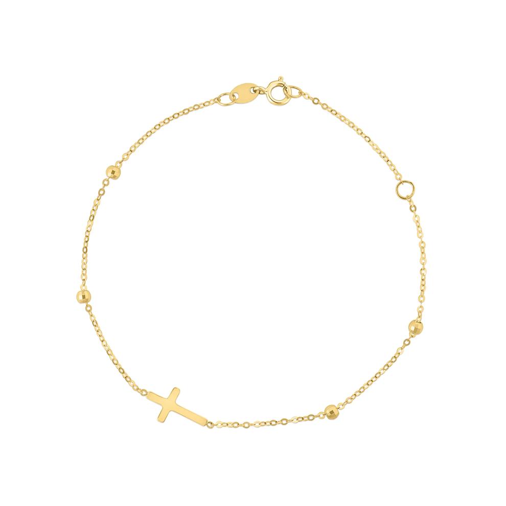 Cross Bracelet in 14K Yellow Gold, 7&rdquo; – Image 1 of 2