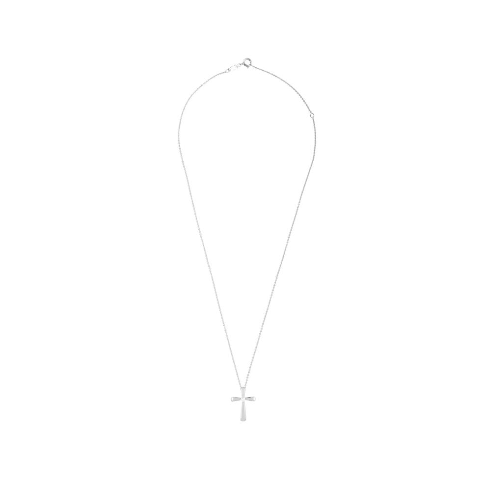 Diamond Accent Puff Cross Pendant Necklace in Sterling Silver – Image 3 of 4