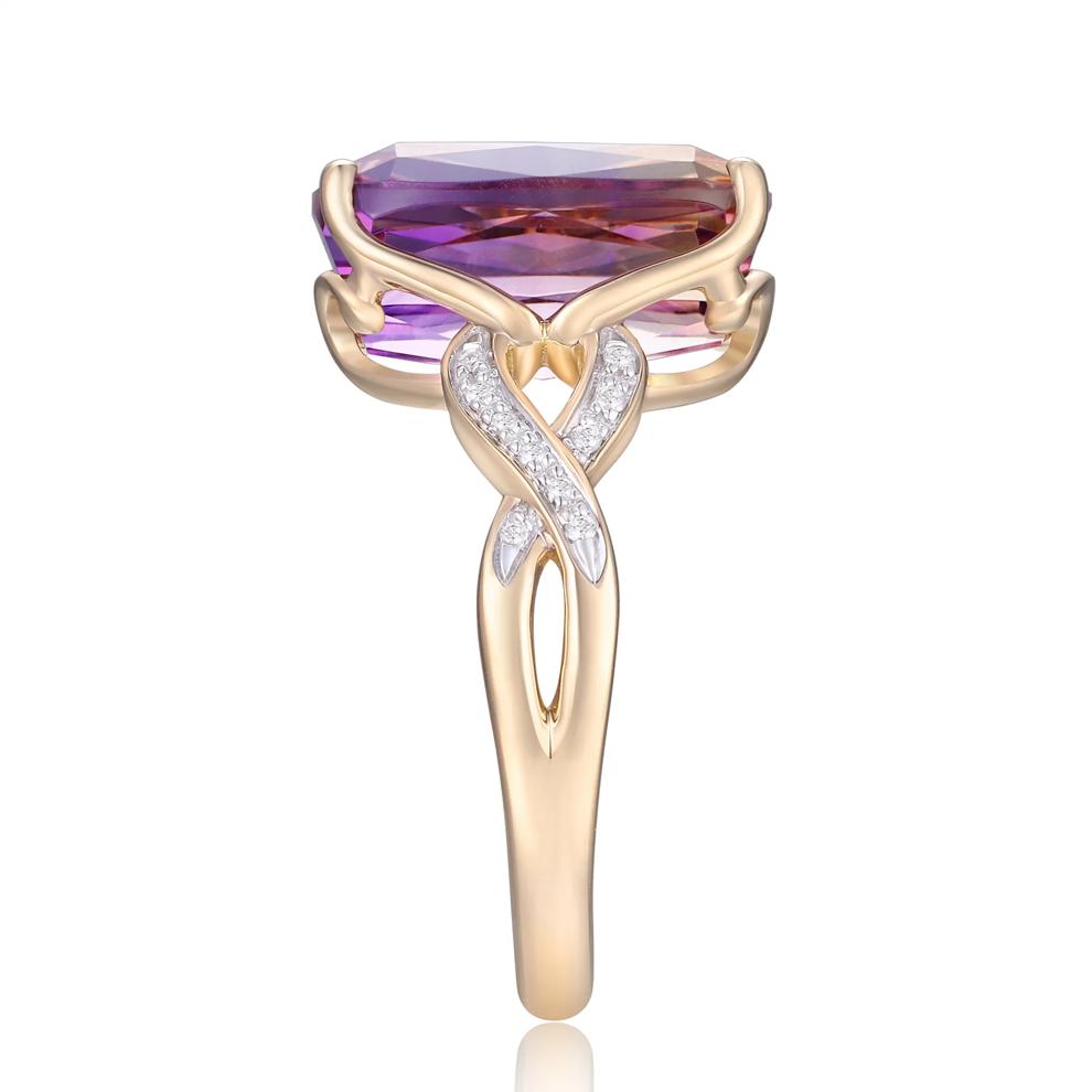 Elongated Cushion Ametrine and Diamond Accent Ring in 10K Yellow Gold – Image 3 of 3