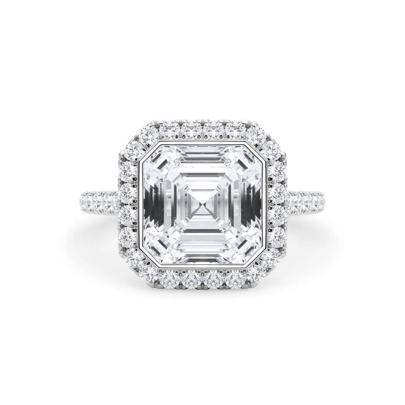 Lab Grown Diamond Asscher-Cut Halo Engagement Ring in Platinum &#40;4 3/4 ct. tw.&#41;  – Image 1 of 4