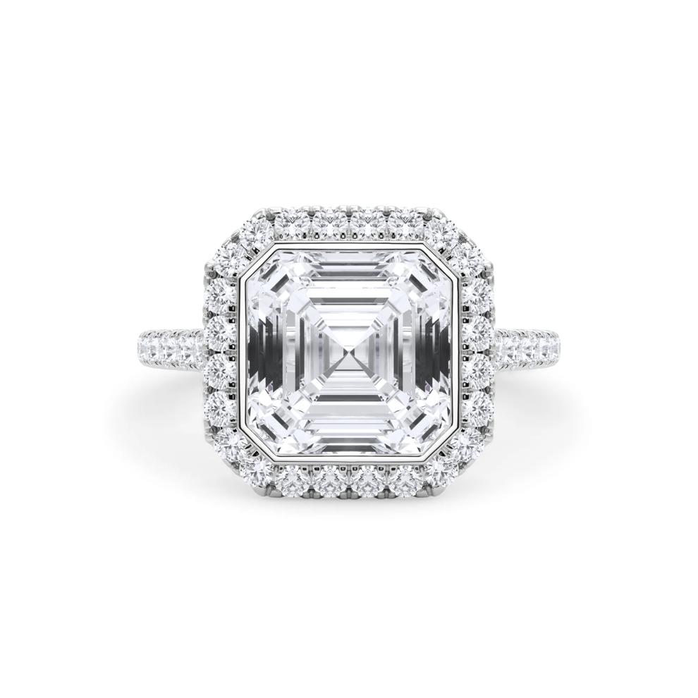 Lab Grown Diamond Asscher-Cut Halo Engagement Ring in Platinum (4 3/4 ct. tw.)  – Image 1 of 4