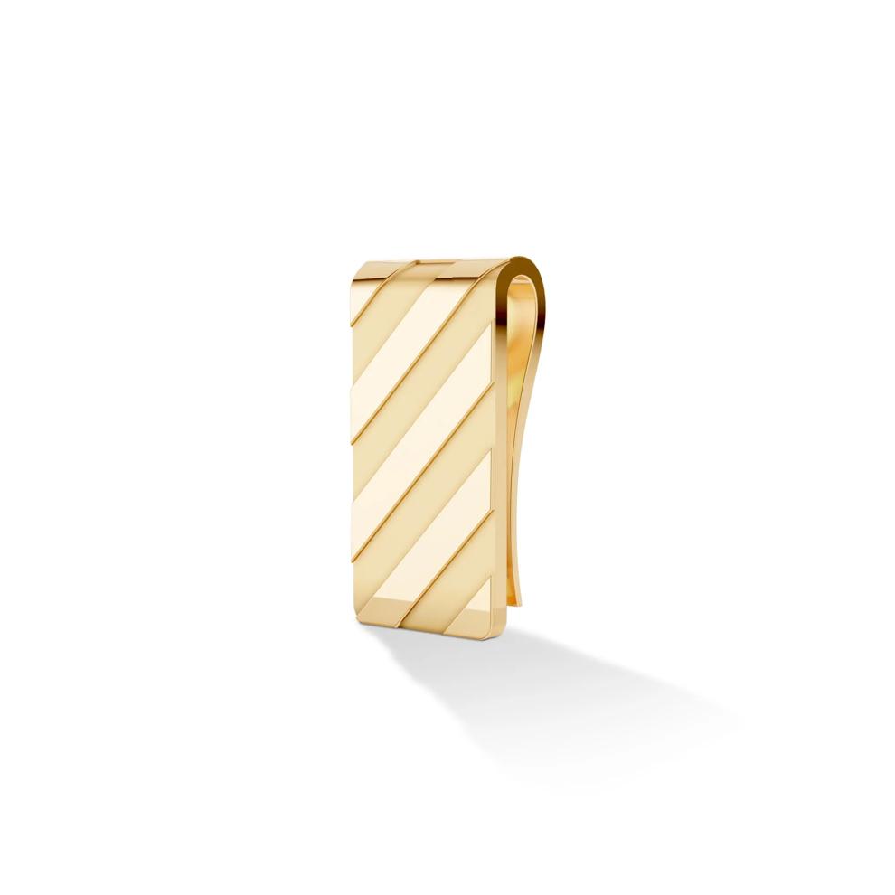 Men's Striped Design Money Clip in Vermeil – Image 1 of 2