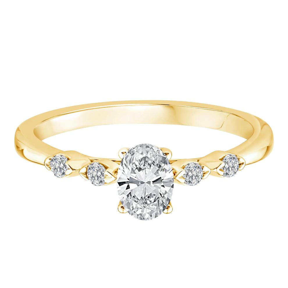 Lab Grown Diamond Oval Promise Ring in 10K Yellow Gold (1/2 ct. tw.) – Image 1 of 3