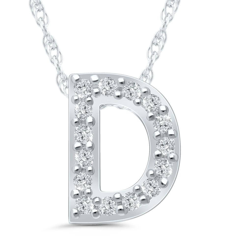 Diamond Accent Initial D Pendant in 10K White Gold – Image 1 of 3